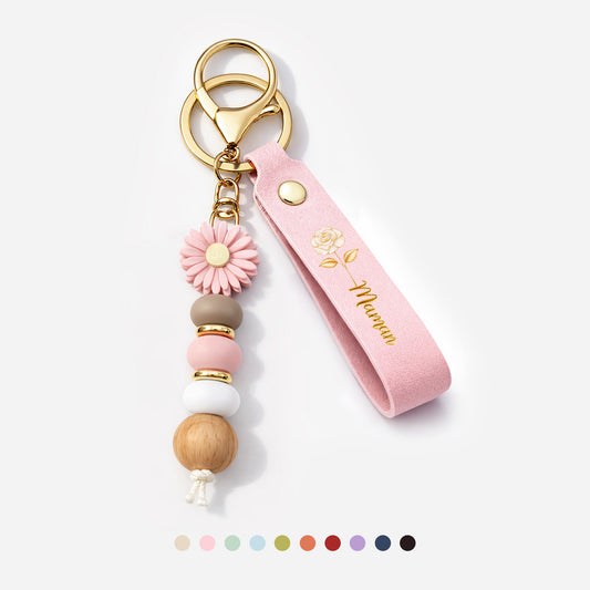 8275MFR1 effet dimpression 3d porte cles personnalise marguerite en perles cadeau maman mamie 8275mj6pwa