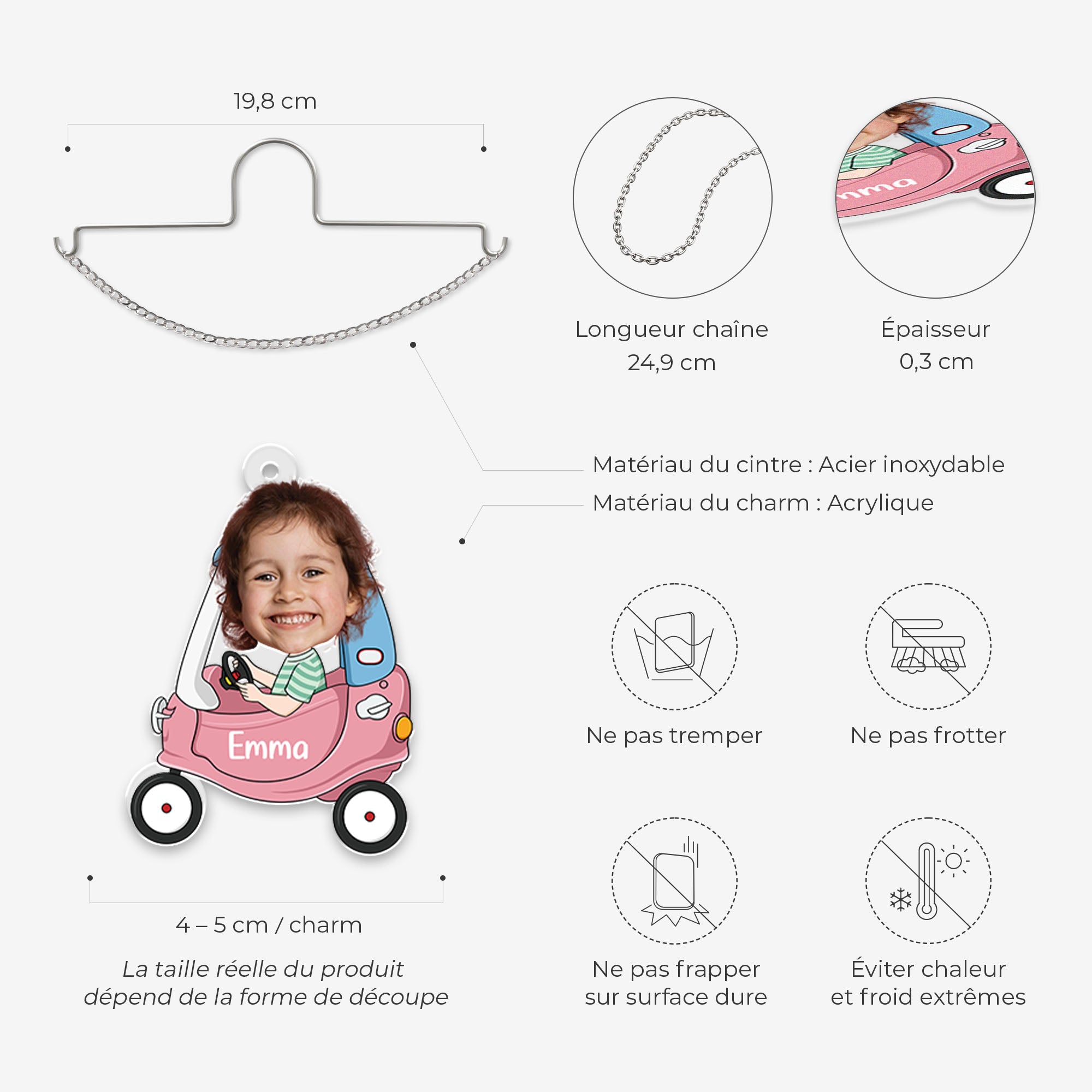 8277GFR3 charmes de voiture personnalisees avec photo conduis prudemment maman papa 8277gsyab