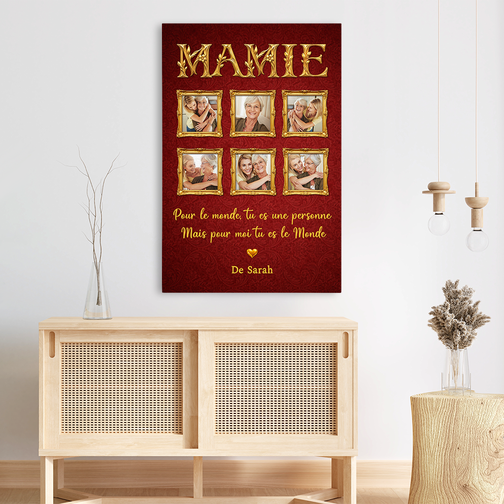 8299CFR3 effet dimpression 3d toile personnalisee mamie maman pour ton enfant tu es le monde 8299cnhwa