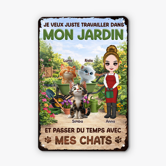 8343EFR1 plaque metallique personnalisable_ pour jardin passer du temps avec chat 8343eskzd