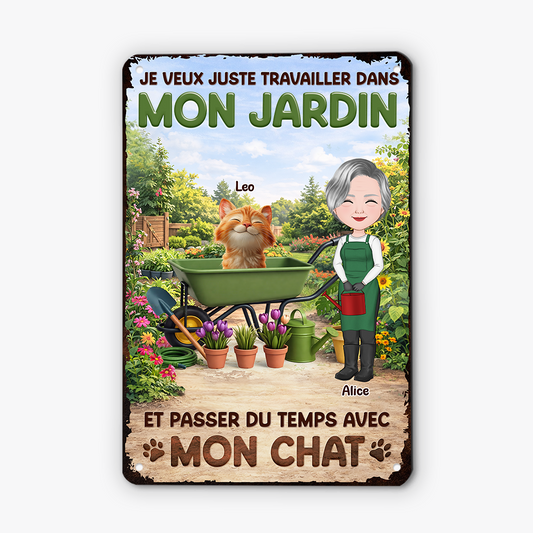8343EFR2 plaque metallique personnalisable_ pour jardin passer du temps avec chat 8343eskzd