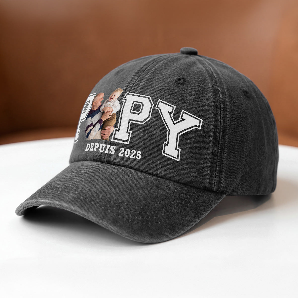 8347AFR2 casquette delavee_ personnalisee photo_ cadeau papa papy 8347aj3qza