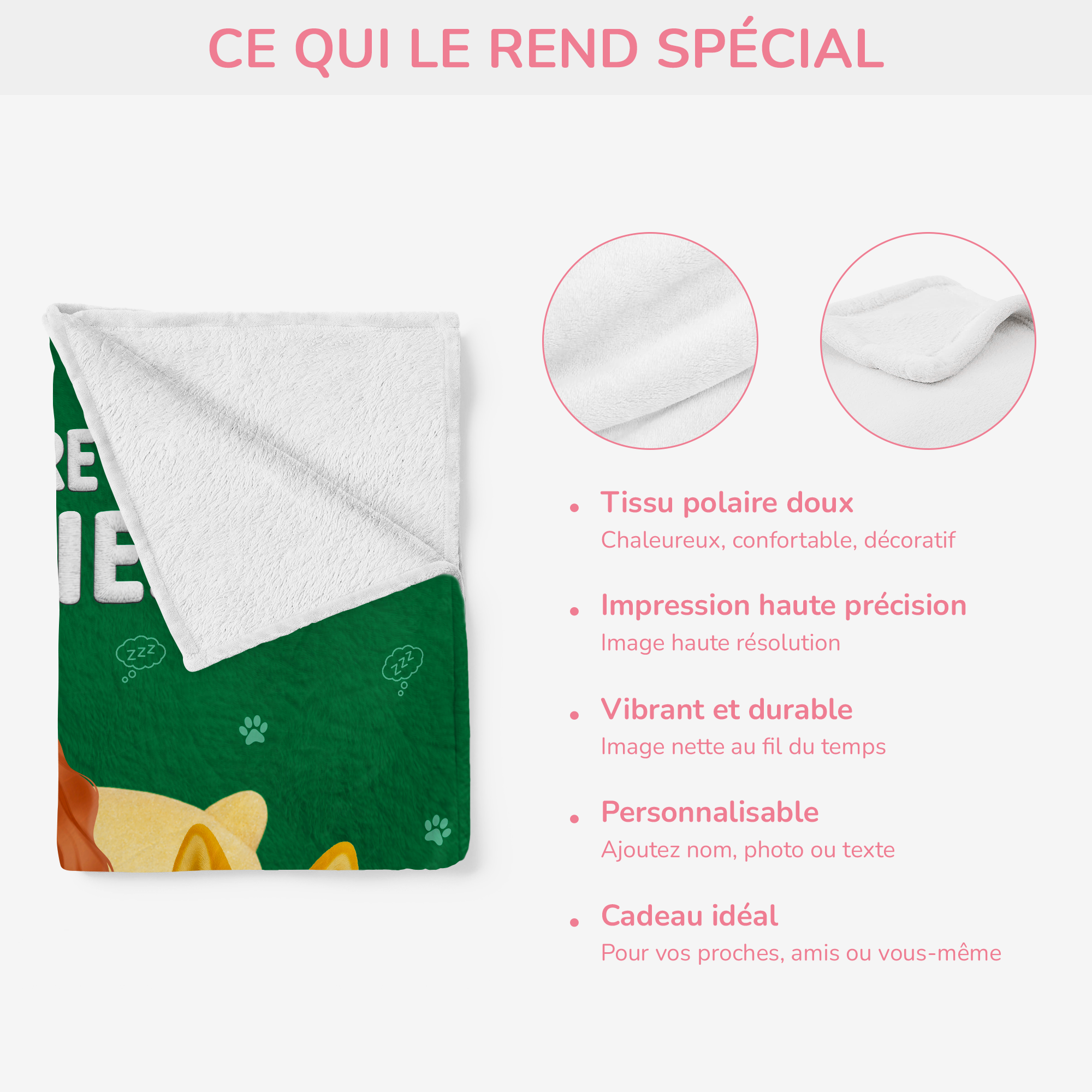 8351BFR3 effet dimpression 3d plaid polaire personnalisable_ couverture officielle avec chien 8351bchmc