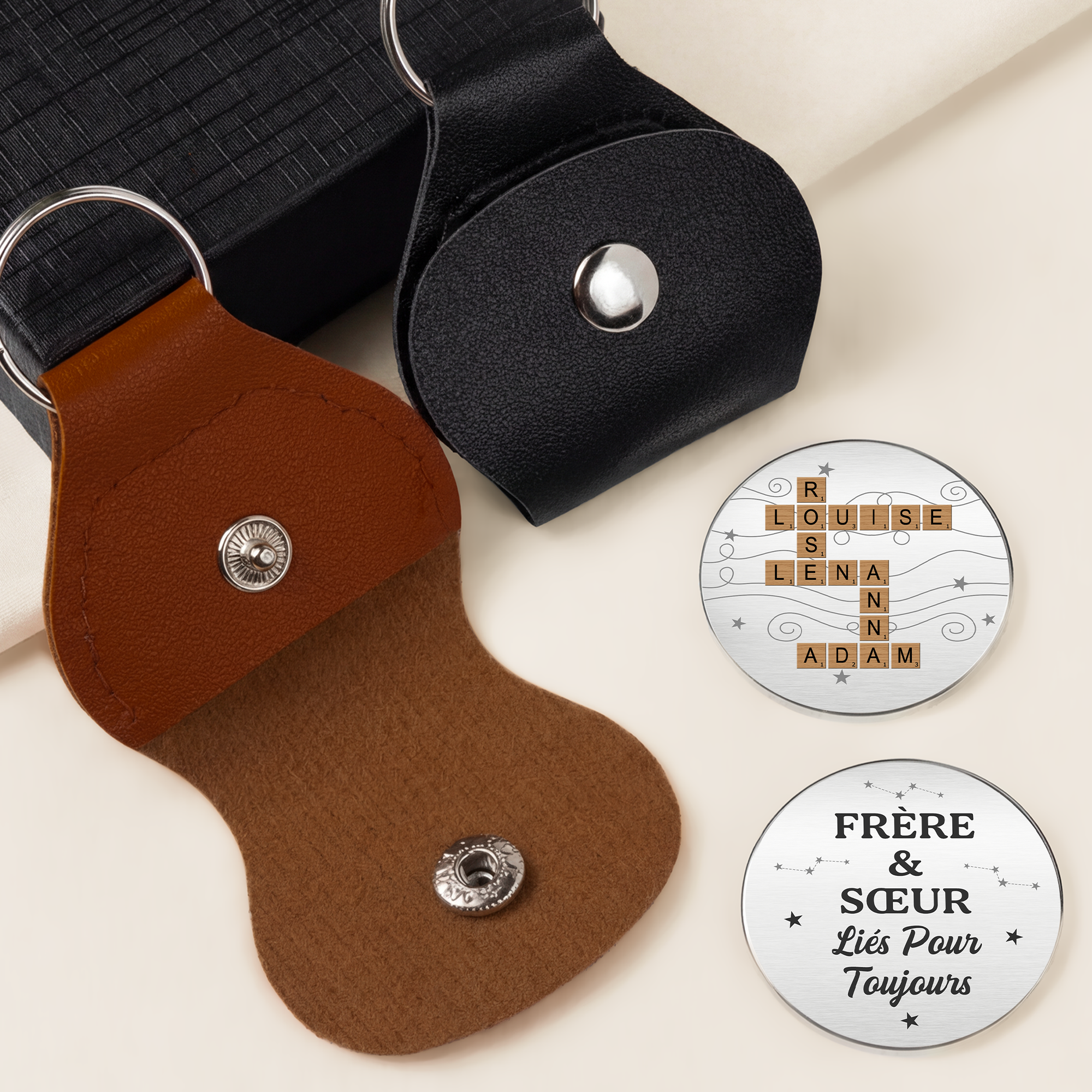 8372AFR2 calin de poche personnalise mot croise famille pour frere et soeur 8372aj6fca