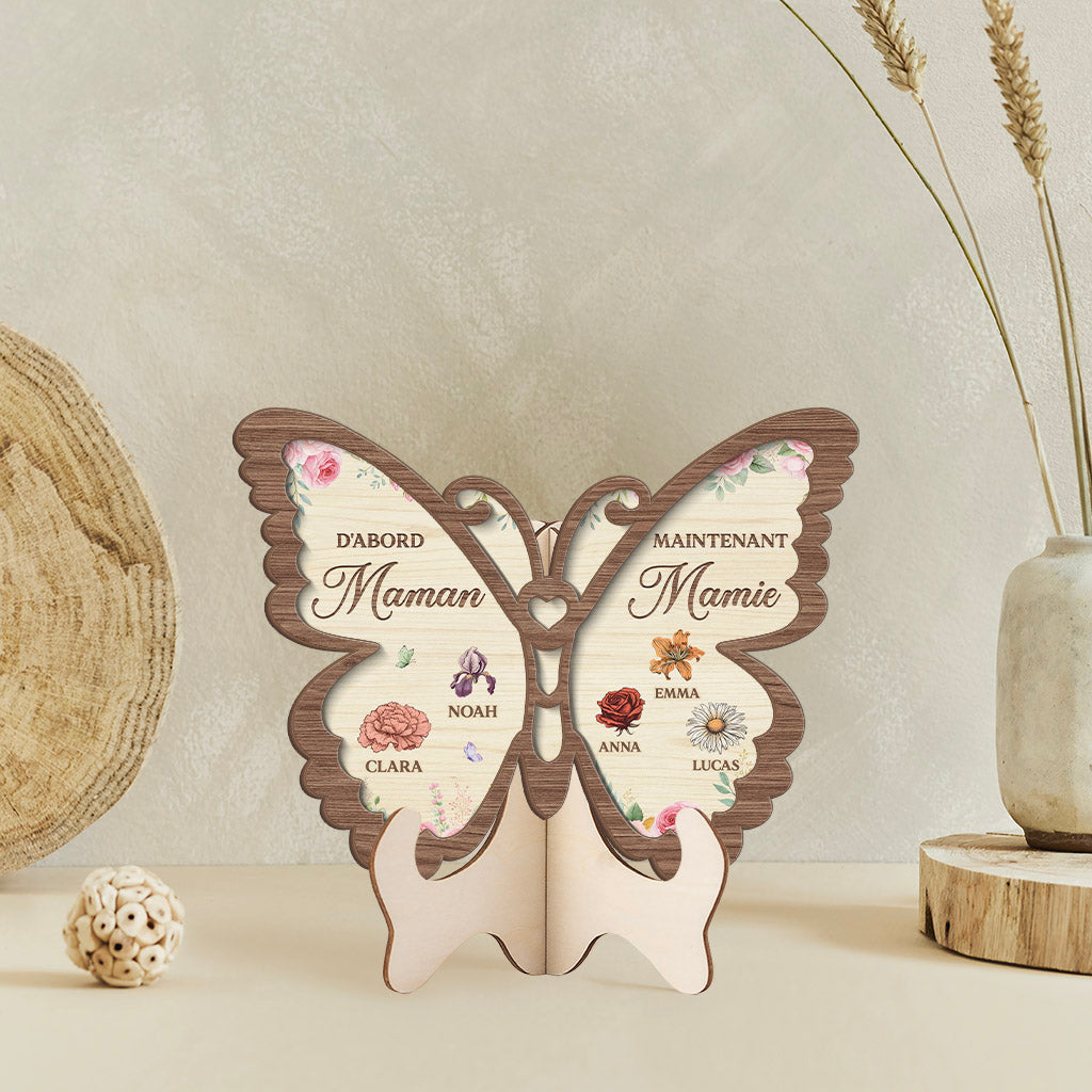 8377QFR2 plaque bois personnalisee dessin papillon jardin dabord maman ensuite mamie 8377qsy5a