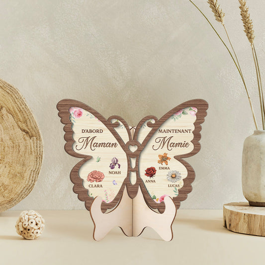8377QFR2 plaque bois personnalisee dessin papillon jardin dabord maman ensuite mamie 8377qsy5a