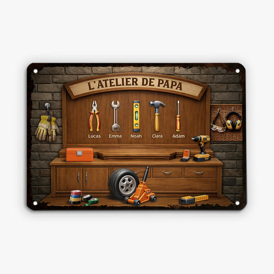 8384EFR1 plaque metallique vintage personnalisee atelier de papa papy 8384esxmb