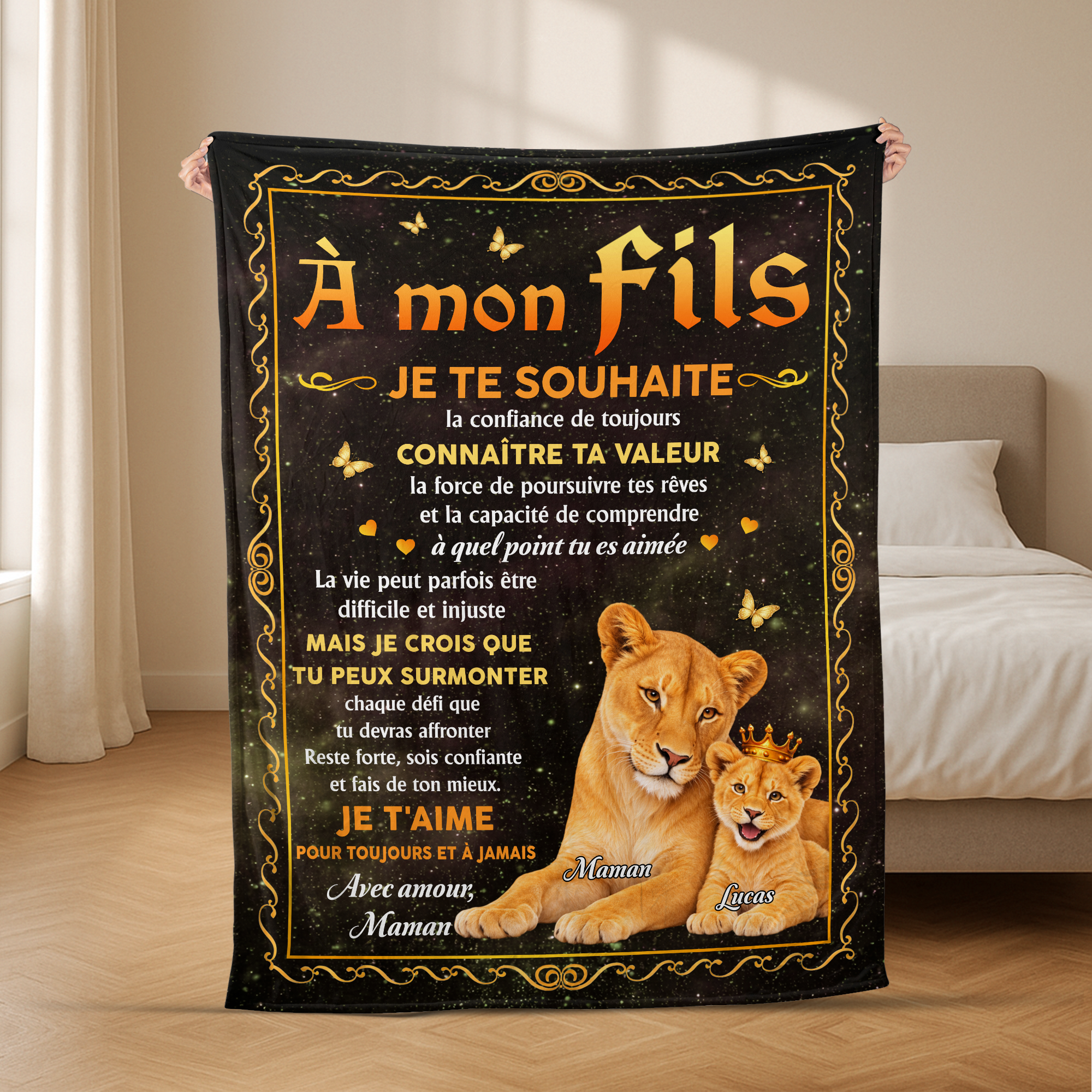 8397BFR2 plaid personnalisable enfant je taime ma fille mon fils 8397b8fwk