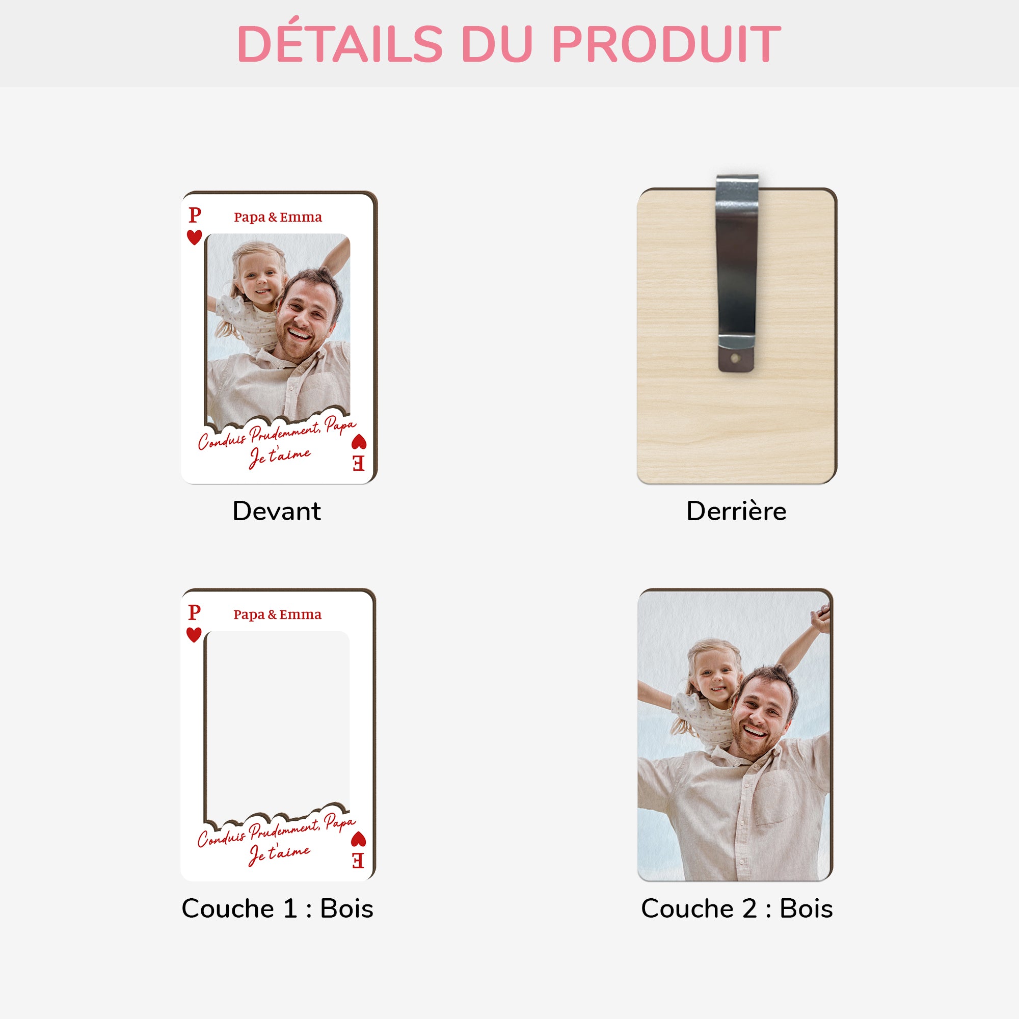 8410GFR3 clip pare soleil de voiture personnalise photo cadeau pour papa maman 8410g8pab