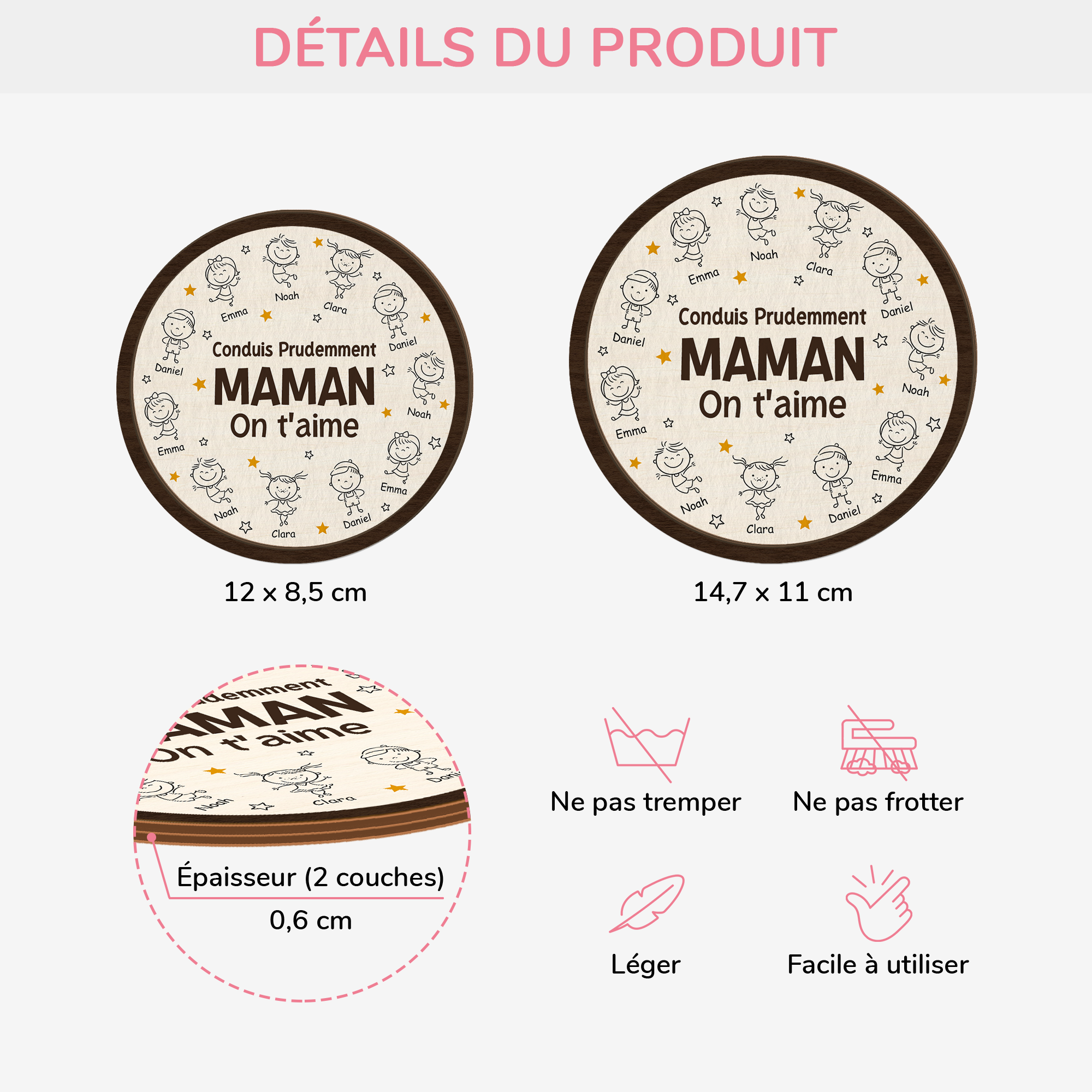 8414GFR4 clip pare soleil de voiture personnalise dessin conduis prudemment papa maman 8414g8ymb