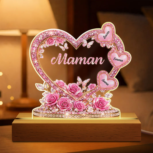 8422LFR1 effet dimpression 3d veilleuse personnalisee prenom_ coeur diamant de maman mamie 8422lcvwa