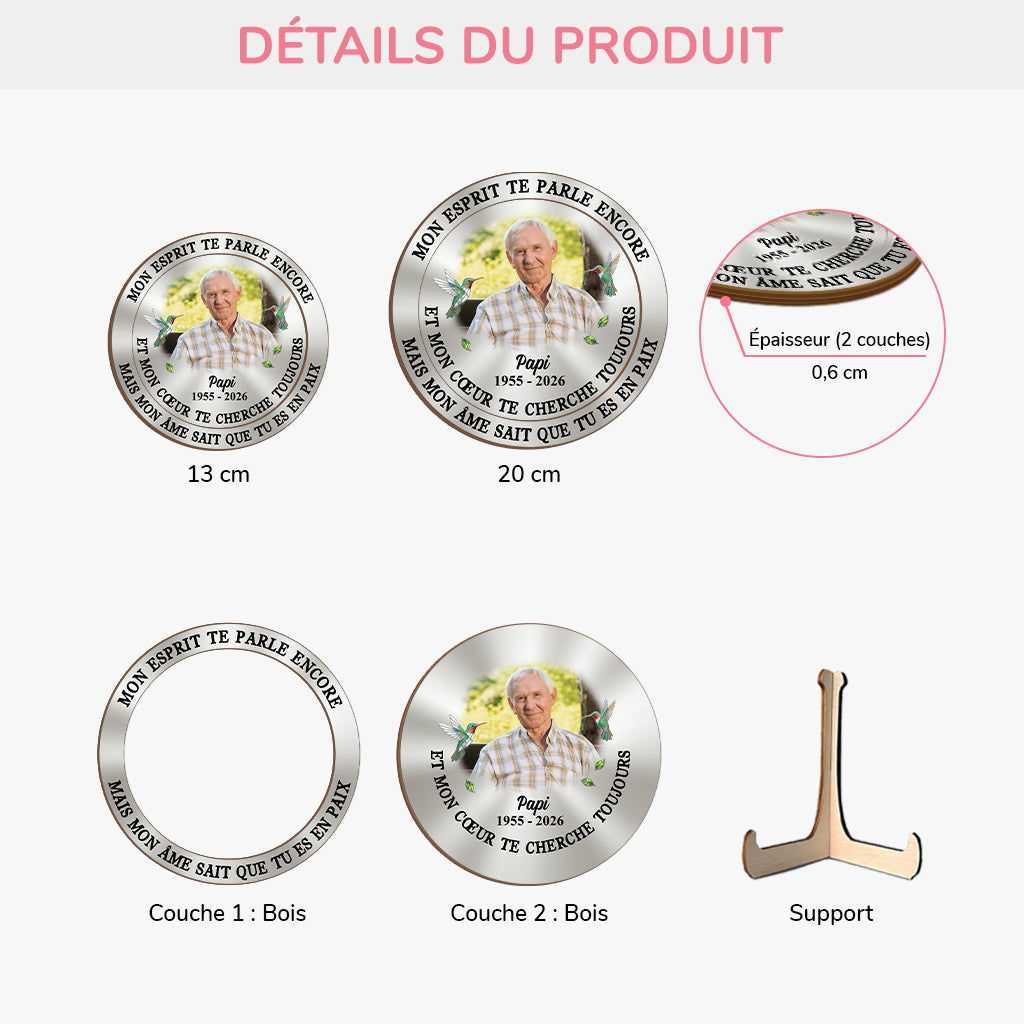 8426QFR3 plaque bois personnalisee commemorative mamie papy mon esprit te parle encore 8426qcpab
