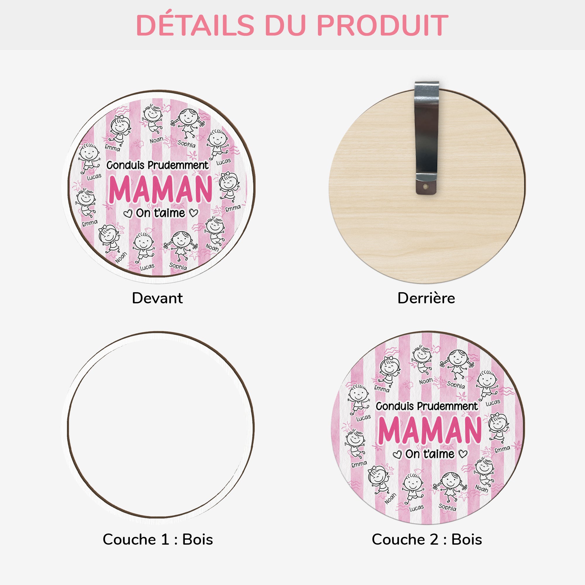 8433GFR3 clip pare soleil voiture personnalise papa maman conduis prudemment 8433gtyeb