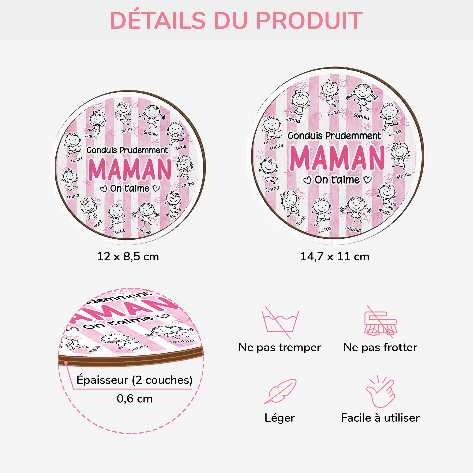 8433GFR4 clip pare soleil voiture personnalise papa maman conduis prudemment 8433gtyeb