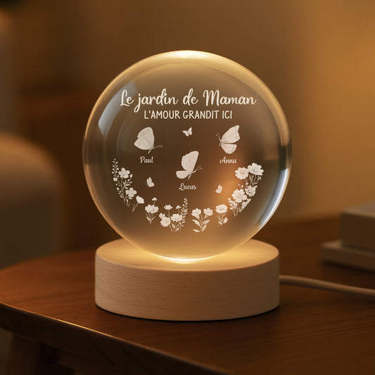 8445LFR2 amour dans le jardin de mamie maman veilleuse boule de cristal personnalisee 8445lsqca