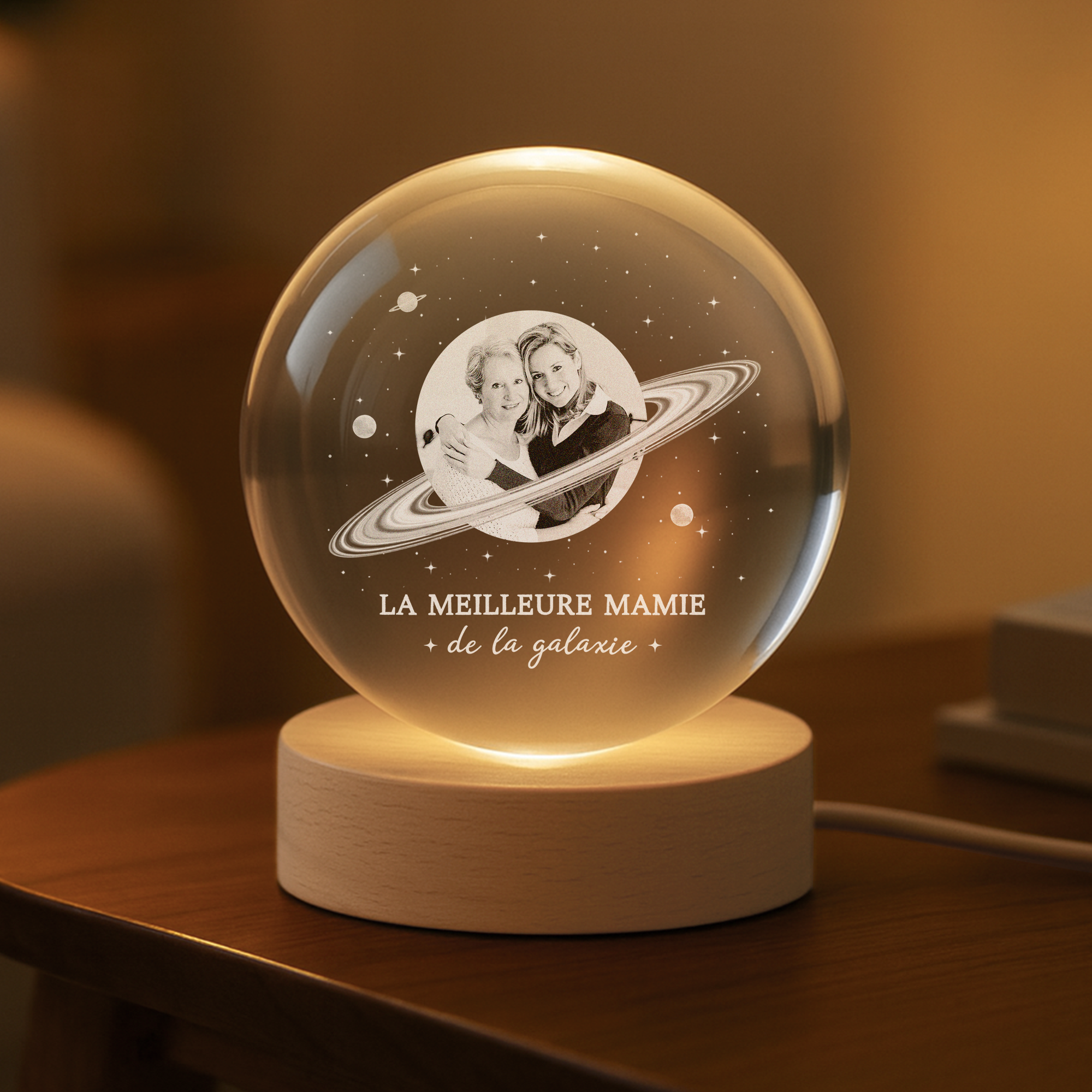 8459LFR2 veilleuse boule de cristal personnalisee photo meilleure maman mamie dans galaxie 8459lnhwa