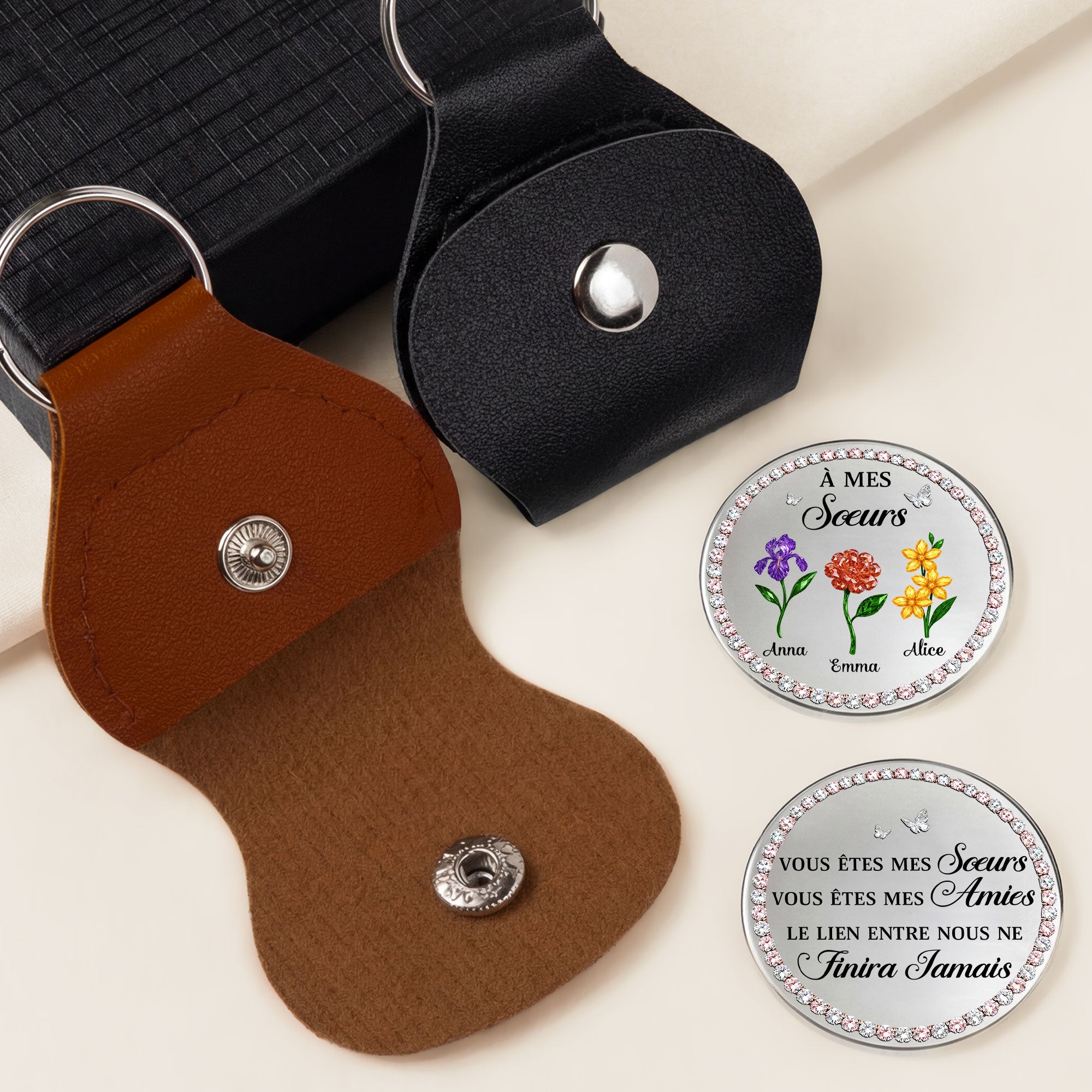 8495AFR2 calin de poche personnalise fleur tu es ma soeur et mon amie 8495aj