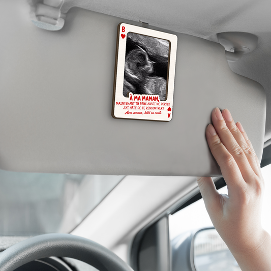 8515GFR2 clip pare soleil voiture personnalise photo echographique a future maman futur papa 8515gtfcb