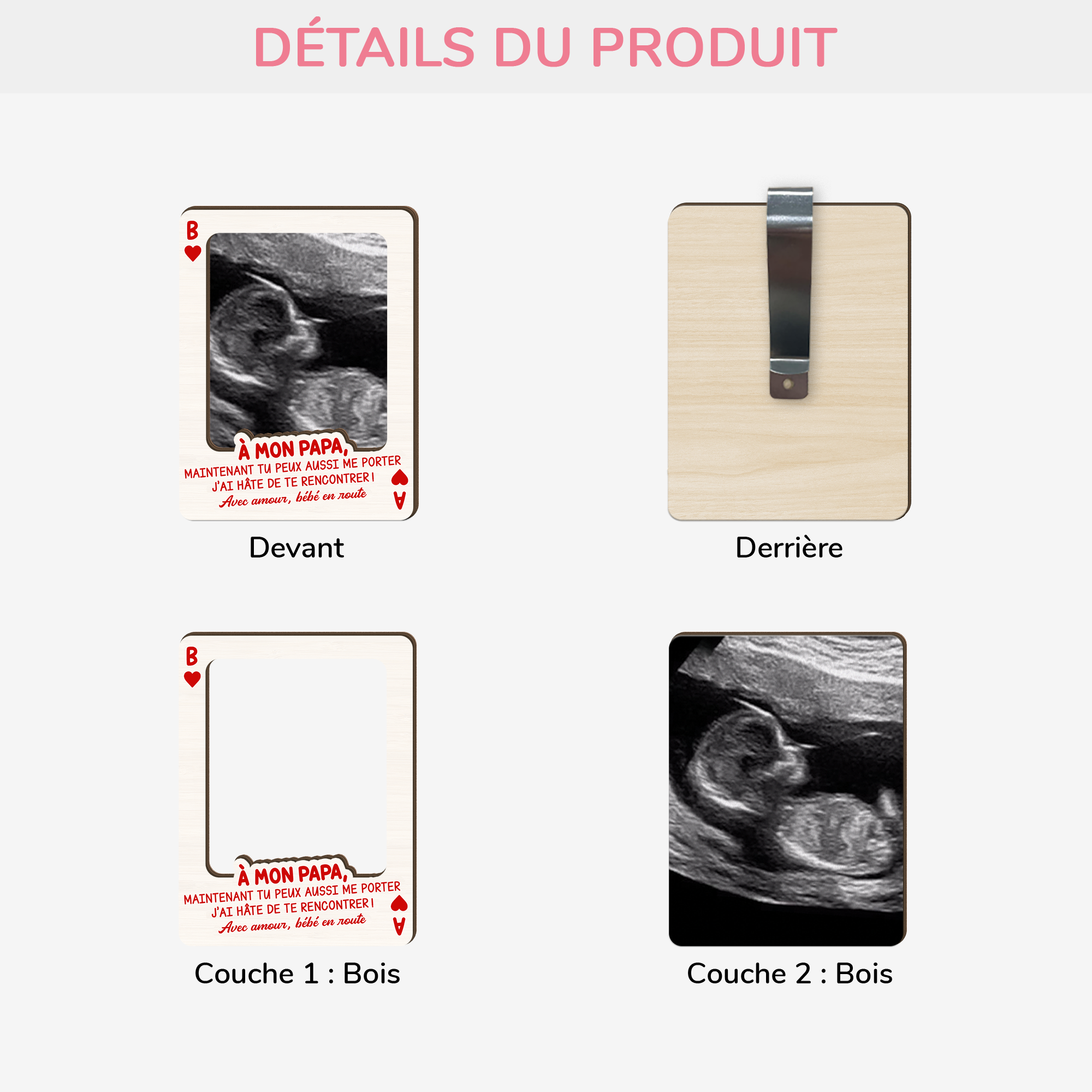 8515GFR3 clip pare soleil voiture personnalise photo echographique a future maman futur papa 8515gtfcb