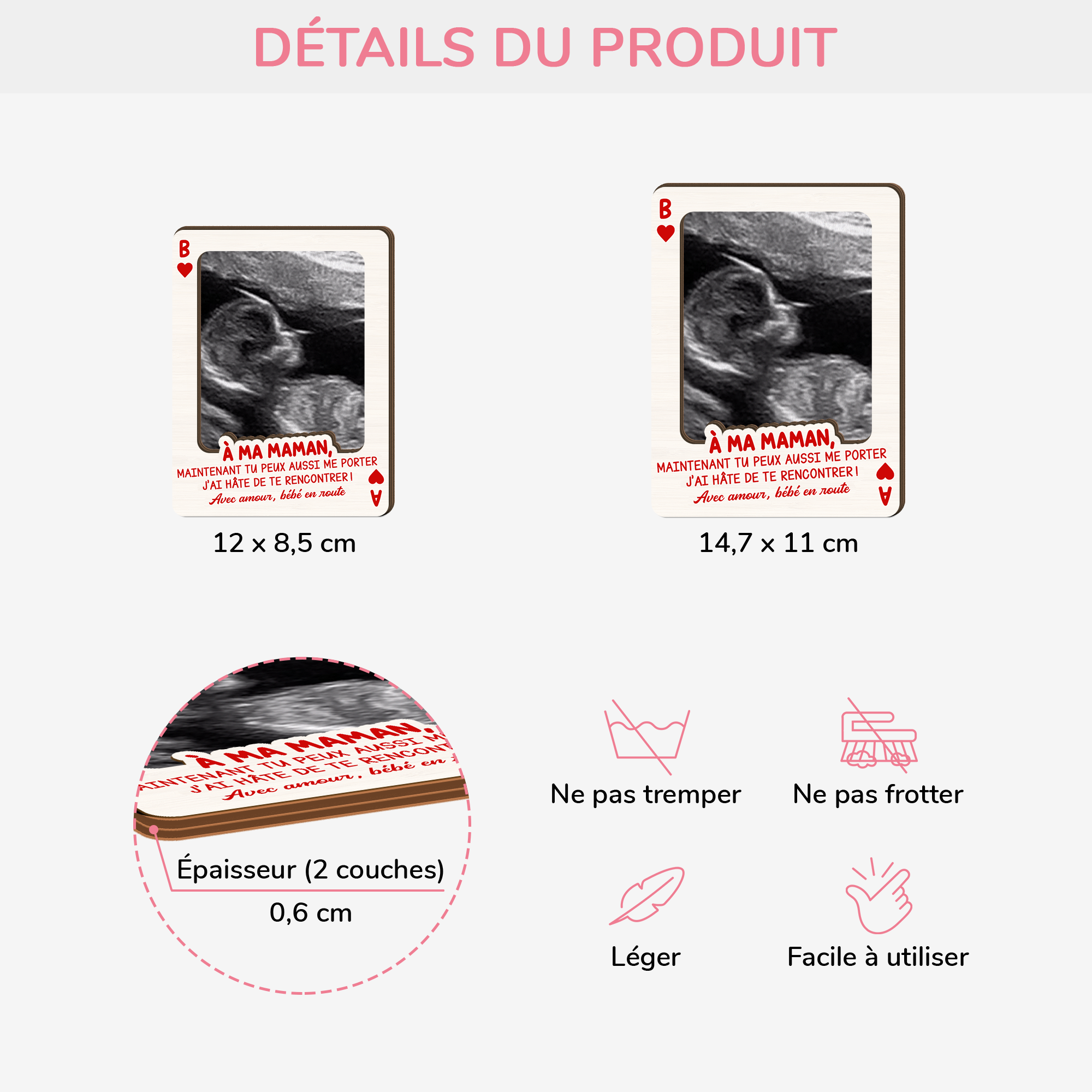 8515GFR4 clip pare soleil voiture personnalise photo echographique a future maman futur papa 8515gtfcb