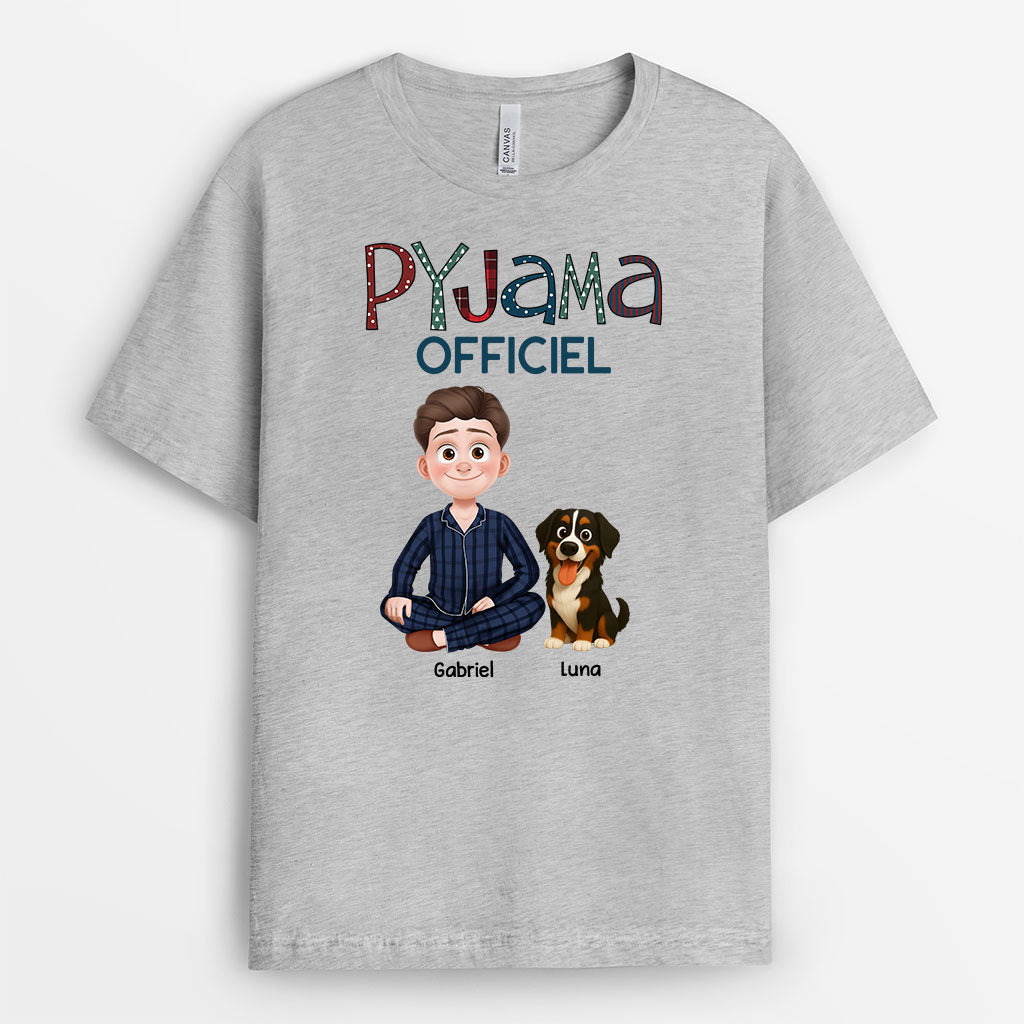8517AFR2 tee shirt personnalise chien pyjama officiel avec chien 8517atqlc