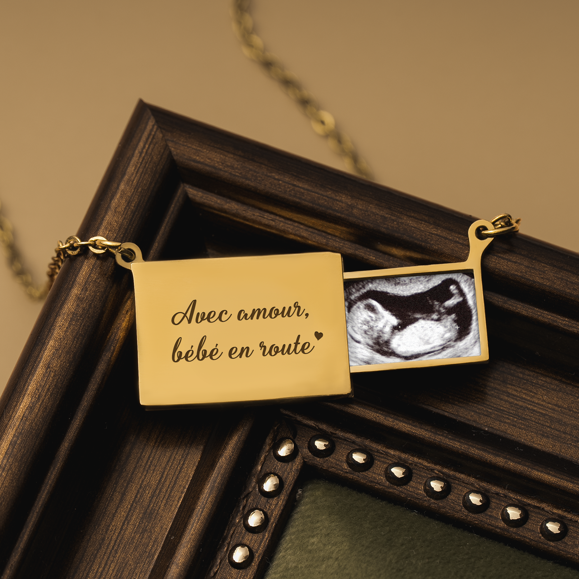 8527JFR2 collier personnalise avec photo amour de bebe en route 8527jch5a