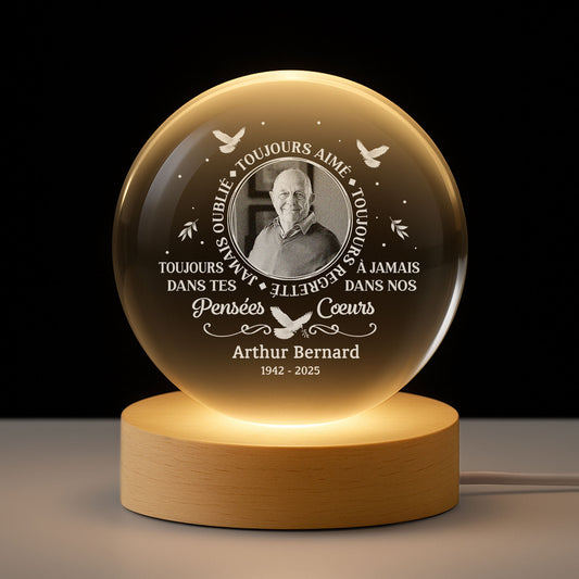 8529LFR1 maman papa aimes pour toujours veilleuse boule de cristal personnalisee photo commemorative 8529lcqlb