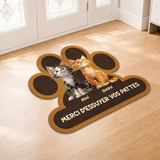 8545AFR2 paillasson chat personnalise a forme originale essuyez vos pattes 8545ad8hbd