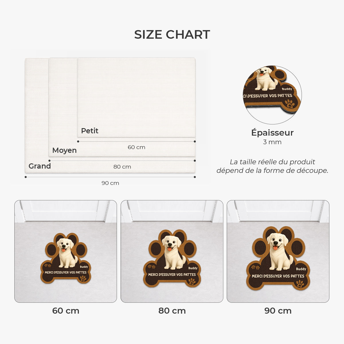 8545AFR3 paillasson chien personnalise a forme originale essuyez vos pattes 8545ad8hbc