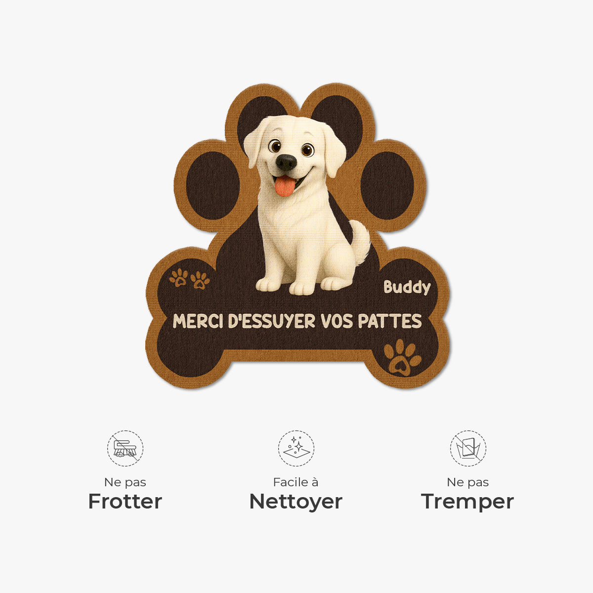 8545AFR5 paillasson chien personnalise a forme originale essuyez vos pattes 8545ad8hbc