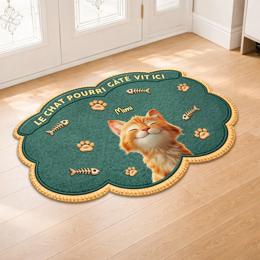 8558AFR1 paillasson chat personnalise a forme decoupee chat pourri gate 8558adavrd_2