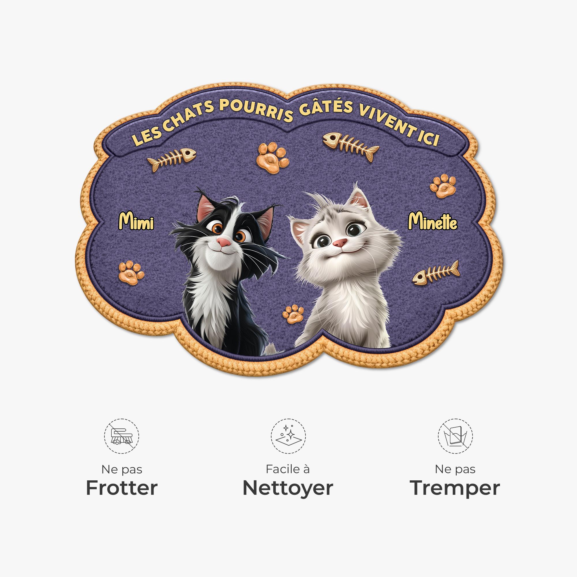 8558AFR1 paillasson chat personnalise a forme decoupee chat pourri gate 8558adavrd_5