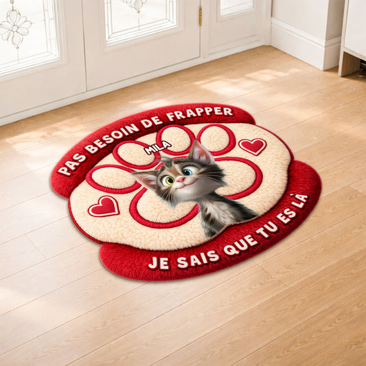 8564AFR1 paillasson personnalise chat a forme decoupee pas besoin de frapper 8564adavwd_1