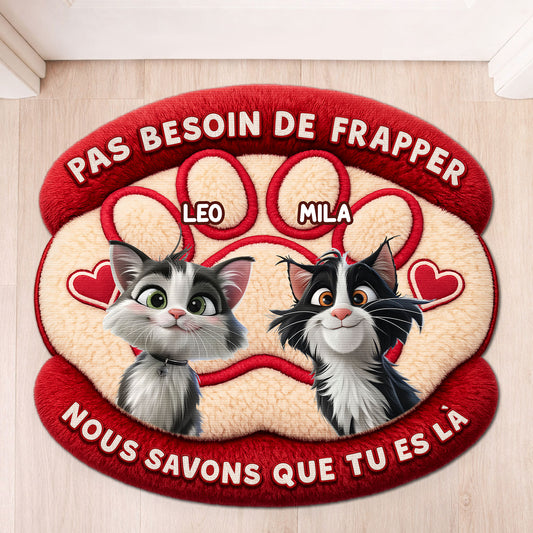 8564AFR1 paillasson personnalise chat a forme decoupee pas besoin de frapper 8564adavwd_11