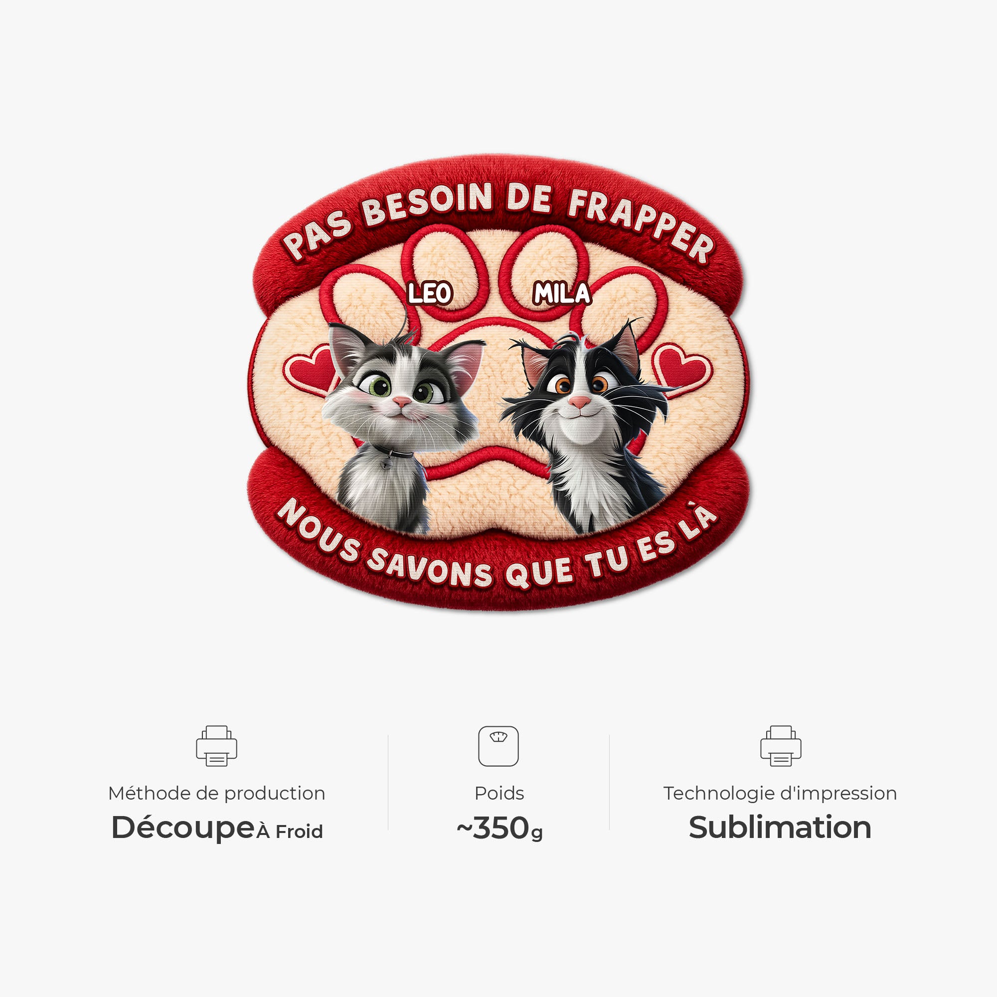 8564AFR1 paillasson personnalise chat a forme decoupee pas besoin de frapper 8564adavwd_8