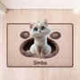 8565AFR1 effet dimpression 3d paillasson personnalise chat a forme decoupee patte de chat 8565adsfnd