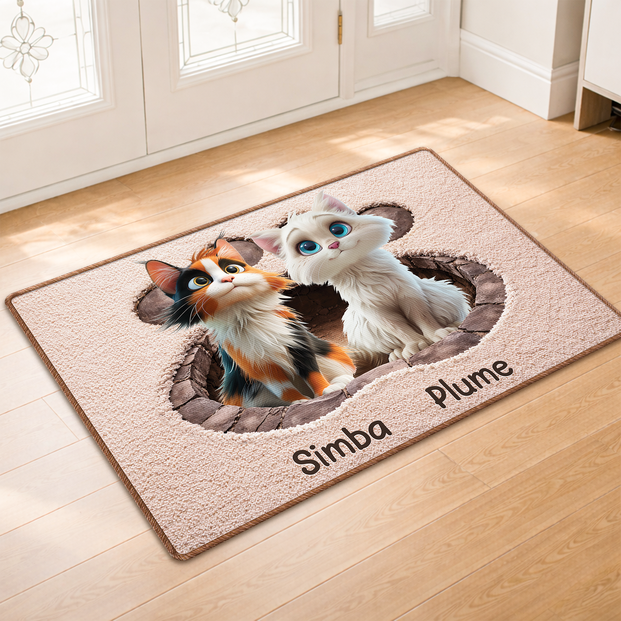 8565AFR2 effet dimpression 3d paillasson personnalise chat a forme decoupee patte de chat 8565adsfnd