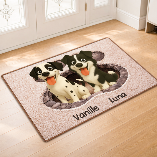 8565AFR2 effet dimpression 3d paillasson personnalise chien a forme decoupee patte de chien 8565adsfnc