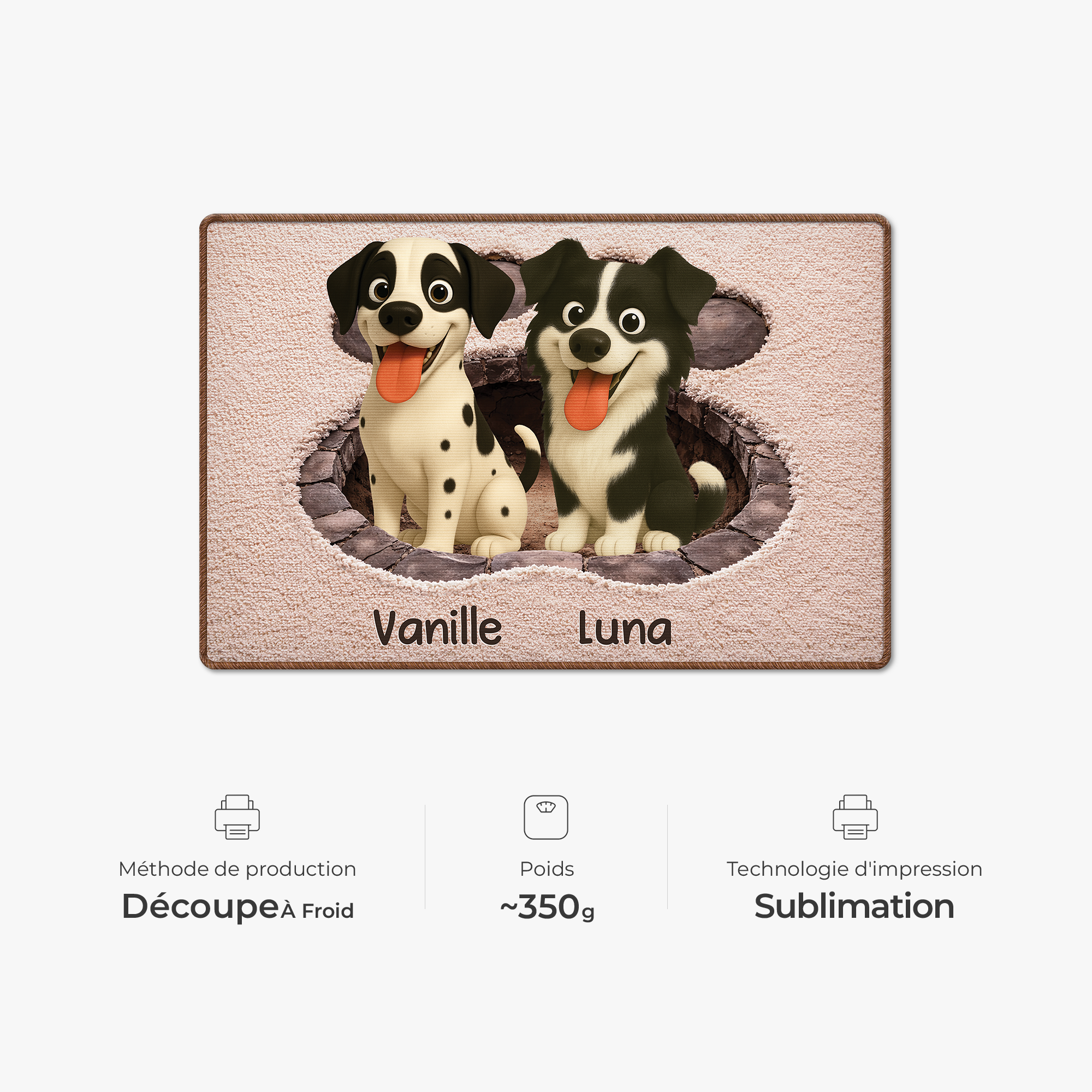 8565AFR4 effet dimpression 3d paillasson personnalise chien a forme decoupee patte de chien 8565adsfnc