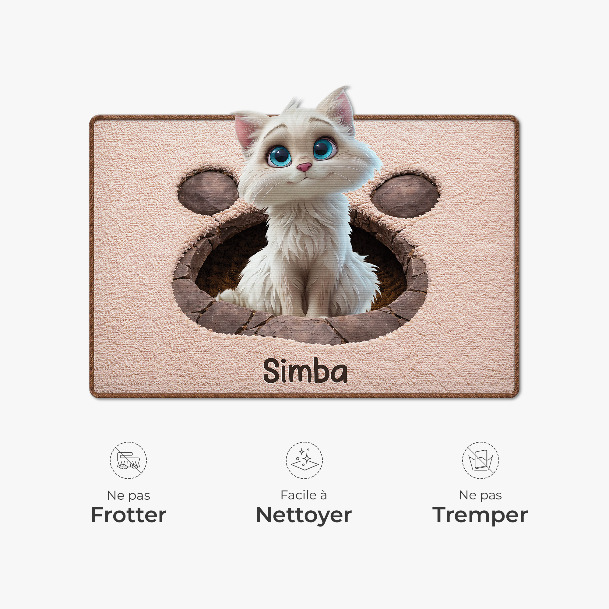 8565AFR5 effet dimpression 3d paillasson personnalise chat a forme decoupee patte de chat 8565adsfnd