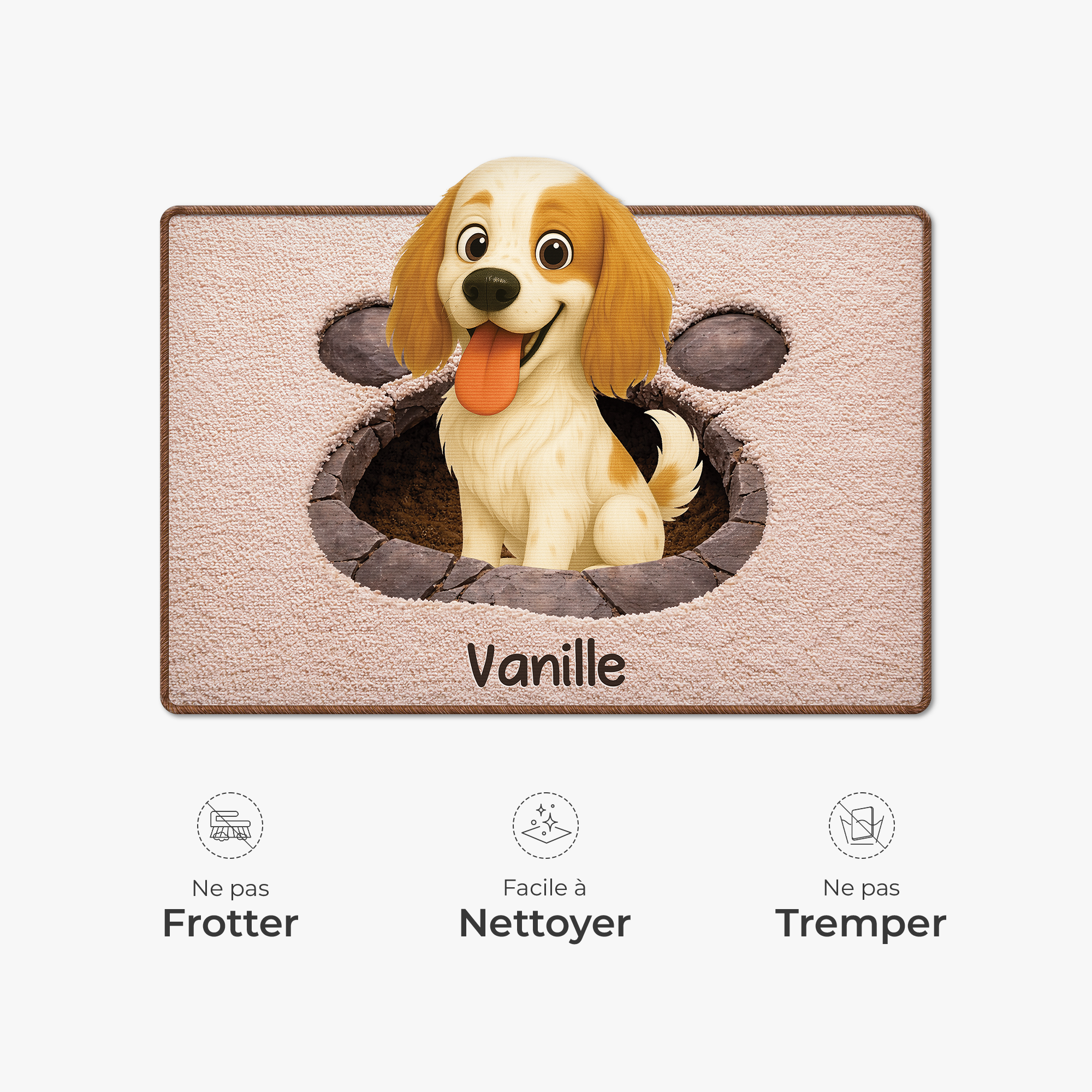 8565AFR5 effet dimpression 3d paillasson personnalise chien a forme decoupee patte de chien 8565adsfnc
