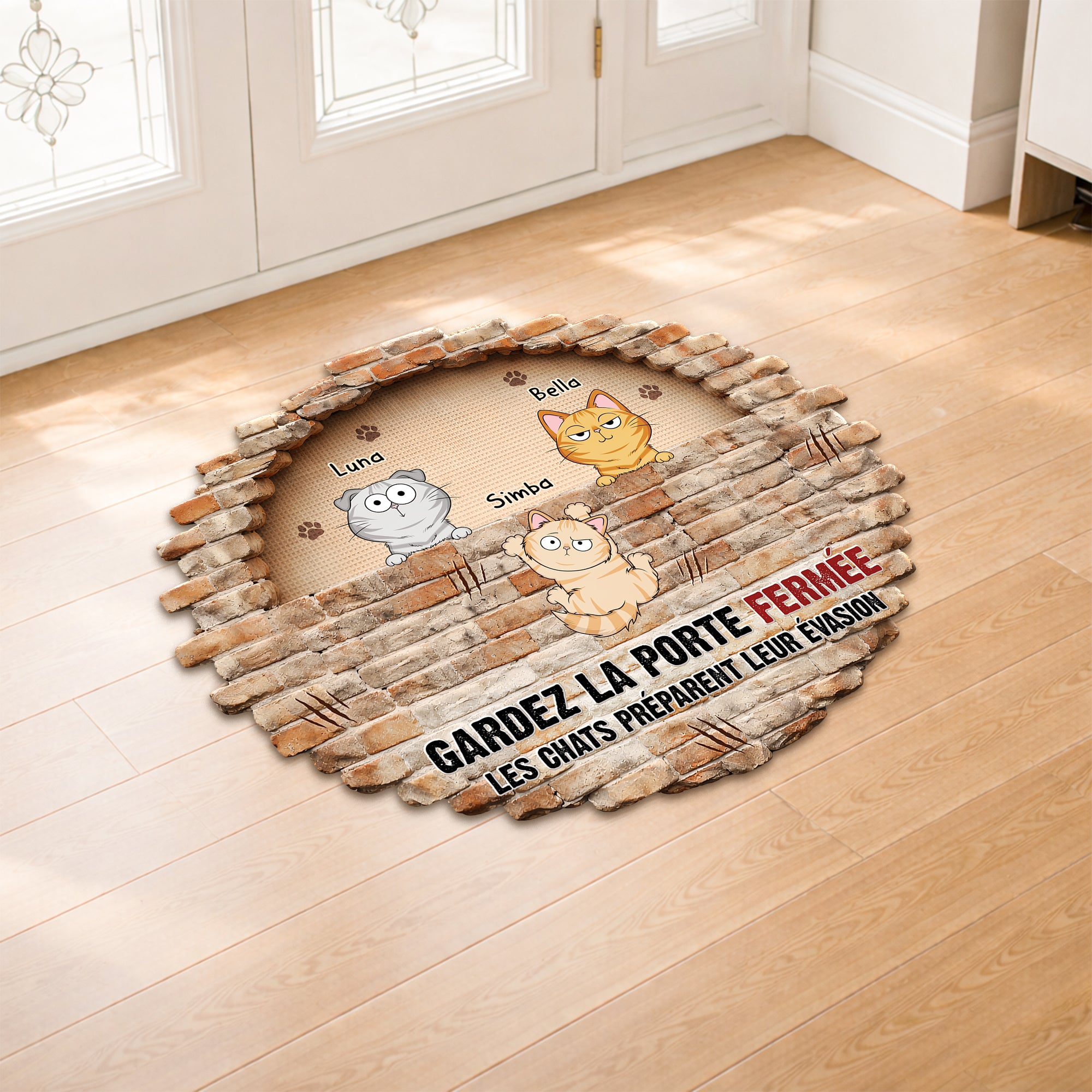8567AFR2 effet dimpression 3d paillasson personnalise chat a forme decoupee chat prepare son evasion 8567adsmd