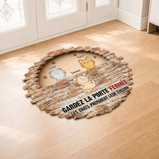 8567AFR2 effet dimpression 3d paillasson personnalise chat a forme decoupee chat prepare son evasion 8567adsmd