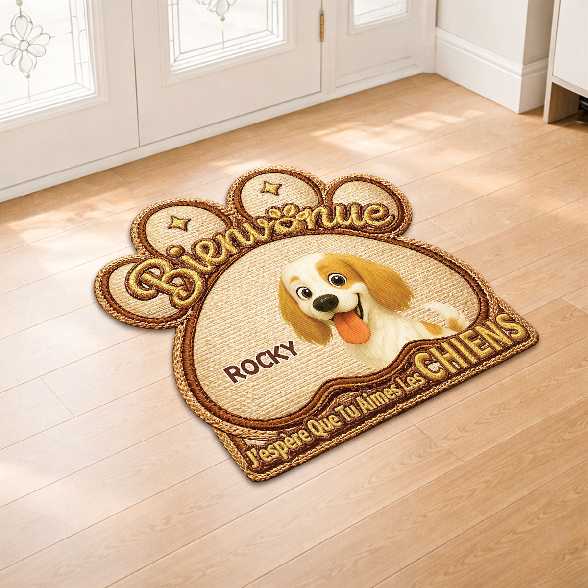8568ADFR2 effet dimpression 3d paillasson personnalise chien a forme originale aimer les chiens 8568adshlc