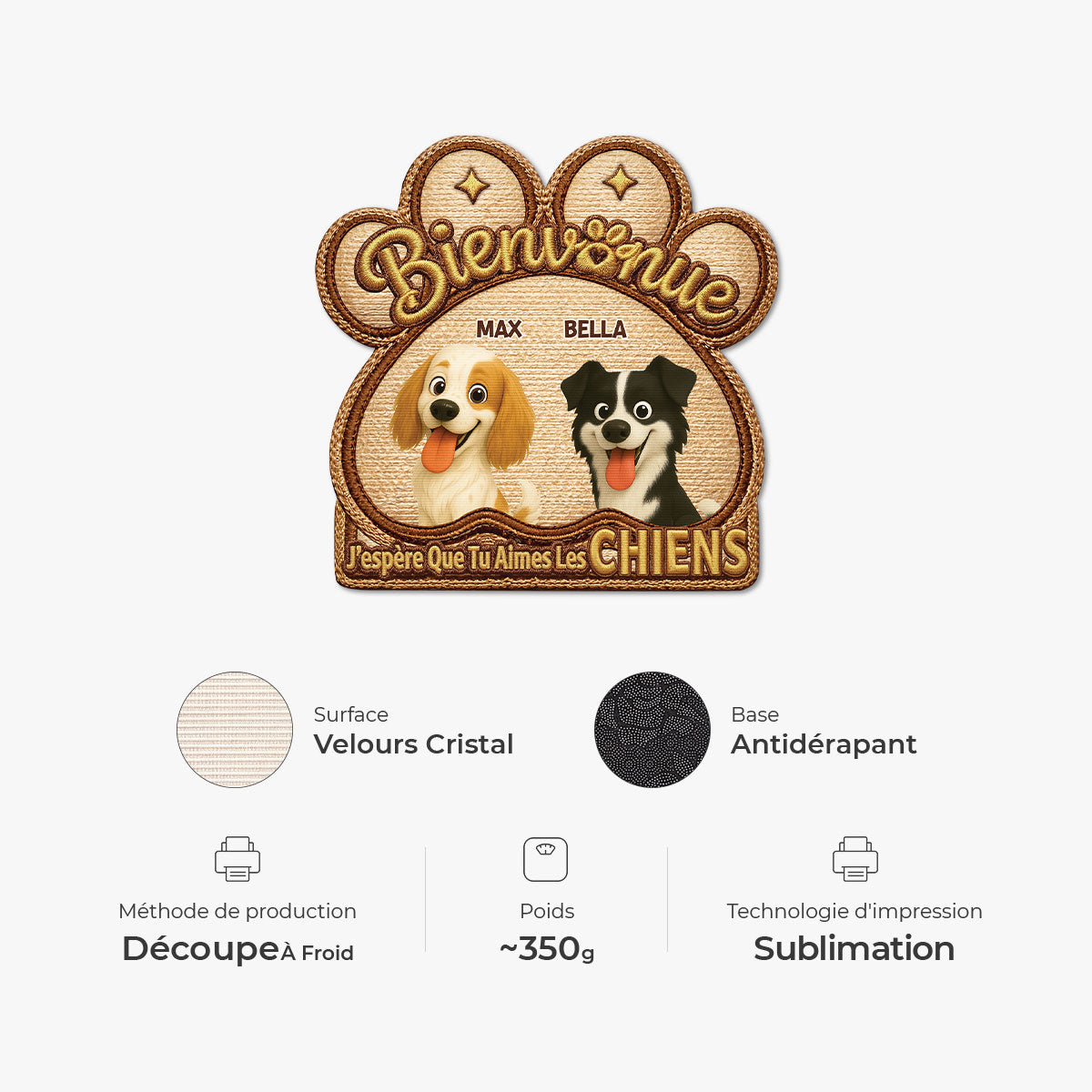 8568ADFR4 effet dimpression 3d paillasson personnalise chien a forme originale aimer les chiens 8568adshlc
