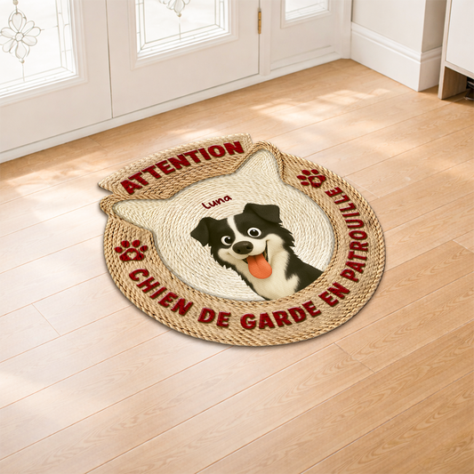 8569AFR1 effet dimpression 3d paillasson personnalise chien a forme originale attention aux chiens 8569adslbc_2
