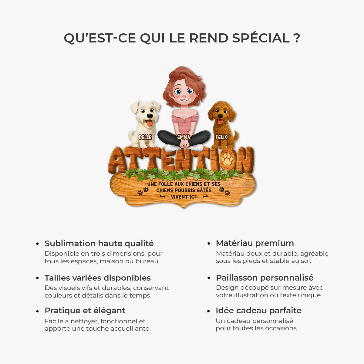8573AFR6 paillasson chien personnalise a forme decoupee ses chiens pourris gates 8573adafbc