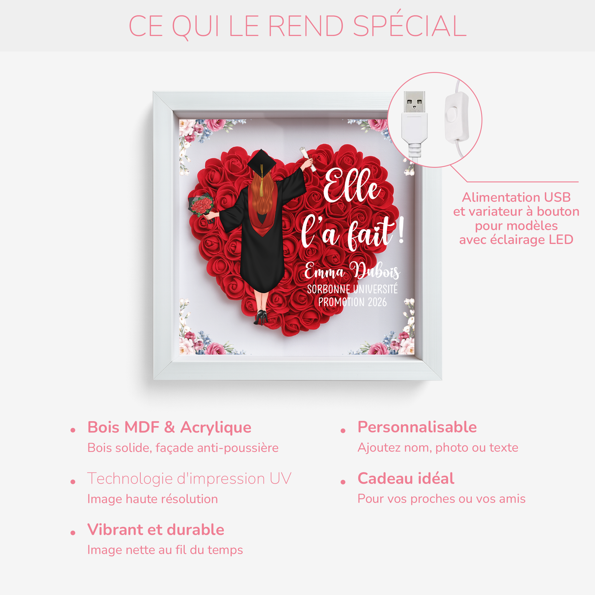 8576OFR4 boite a fleurs personnalisee cadeau remise de diplome femme 8576oaezs