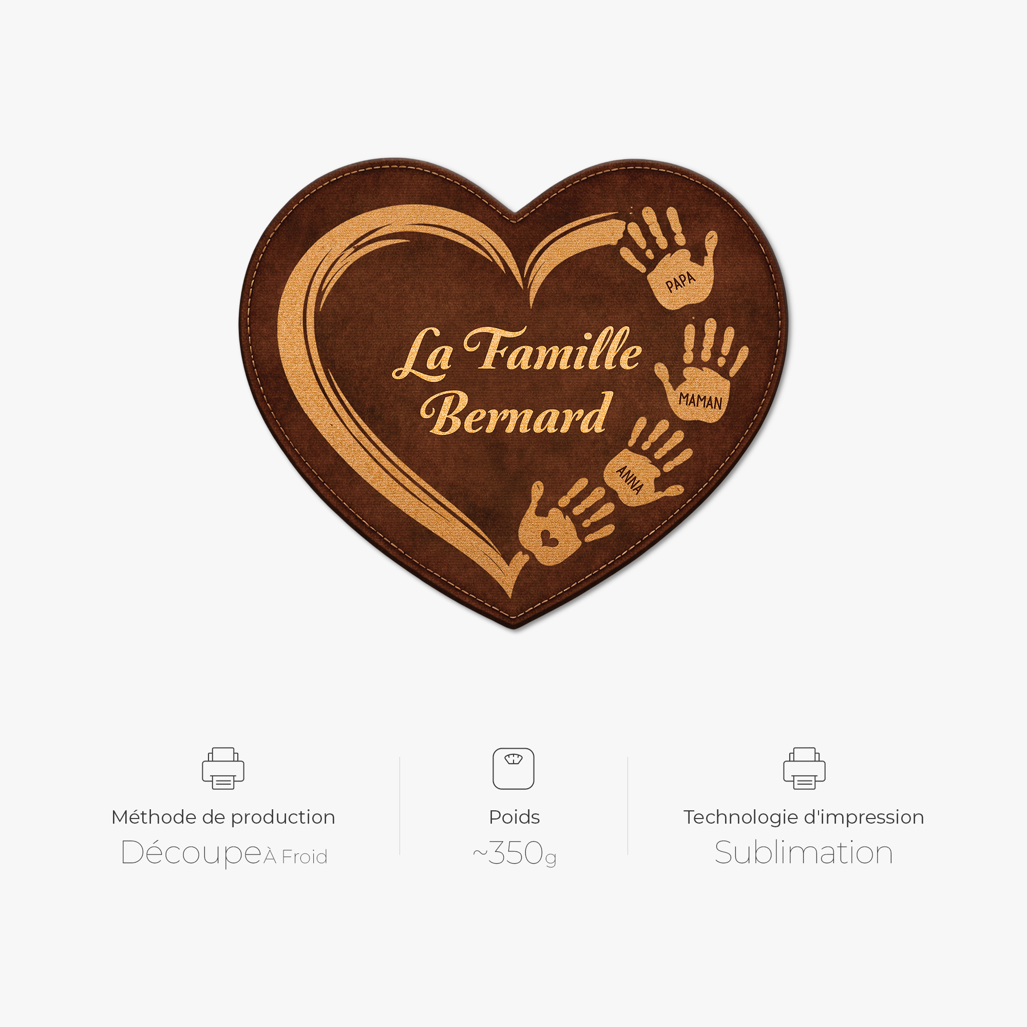 8577AFR4 effet dimpression 3d paillasson coeur personnalise forme decoupee notre famille 8577adncwi