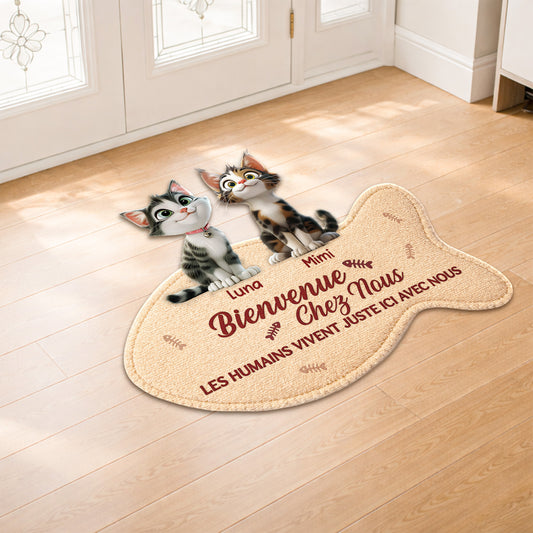 8579AFR2 paillasson chat personnalise a forme decoupee bienvenue chez moi 8579ad6pcd